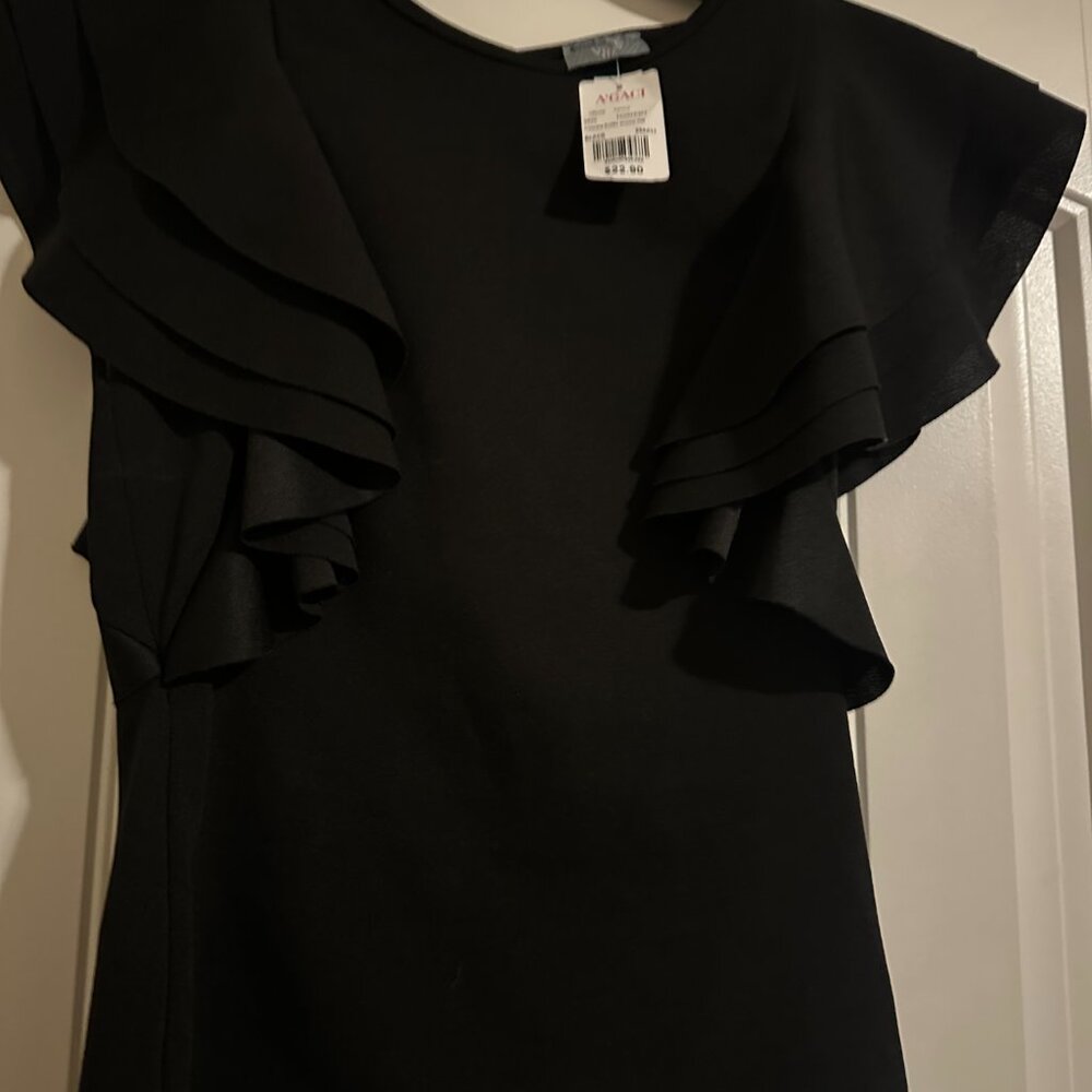 AGACI Black Ruffle Sleeve Blouse | Flutter Sleeves | NWT | Size Small
